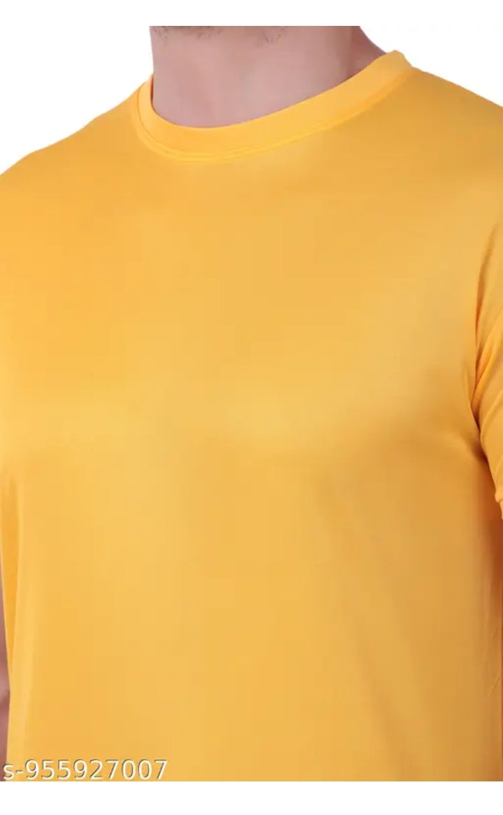 Men Solid Round Neck Half Sleeve T-Shirt Combo Pack of 3 (Yellow, White, Mustard ) 955927007